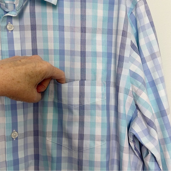 Untuckit Blue Check Wrinkle Free Regular Fit Canaletto UK Shirt Size XL - Picture 6 of 11